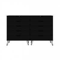 Manhattan Comfort 156GMC2 Rockefeller 10-Drawer Double Tall Dresser with Metal Legs in Black